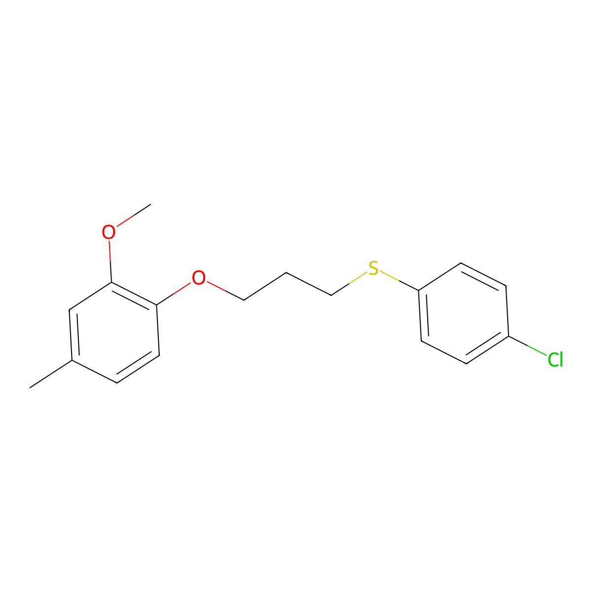 1-[3-(4-Chlorophenyl)sulfanylpropoxy]-2-methoxy-4-methylbenzene molecular structure, CAS 6459-44-5