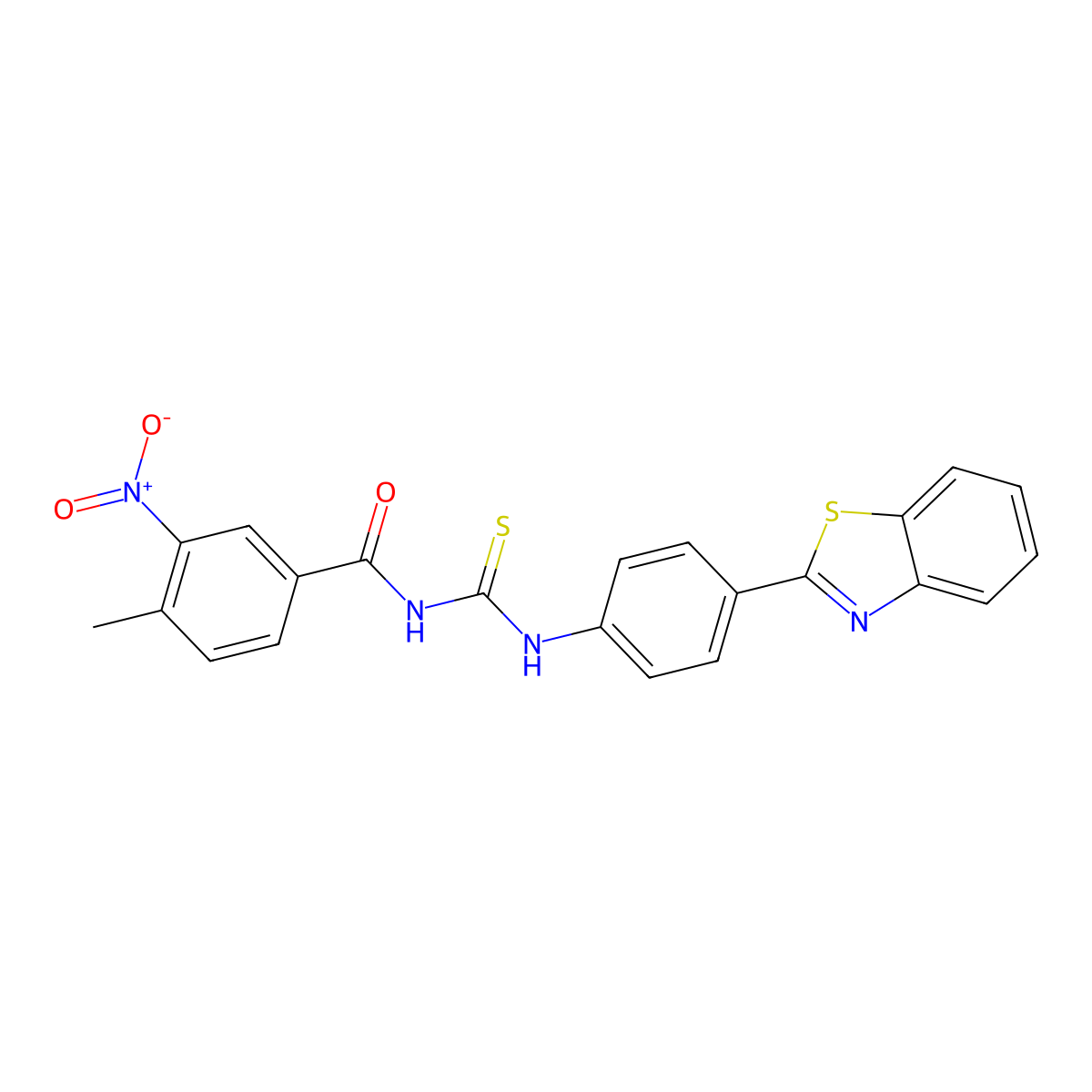 N-[[4-(1,3-benzothiazol-2-yl)phenyl]carbamothioyl]-4-methyl-3-nitrobenzamide molecular structure, CAS 6459-52-5