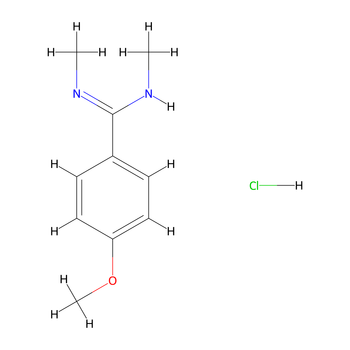 Benzenecarboximidamide, N,N'-dimethyl-4-methoxy-, monohydrochloride molecular structure, CAS 64594-01-0