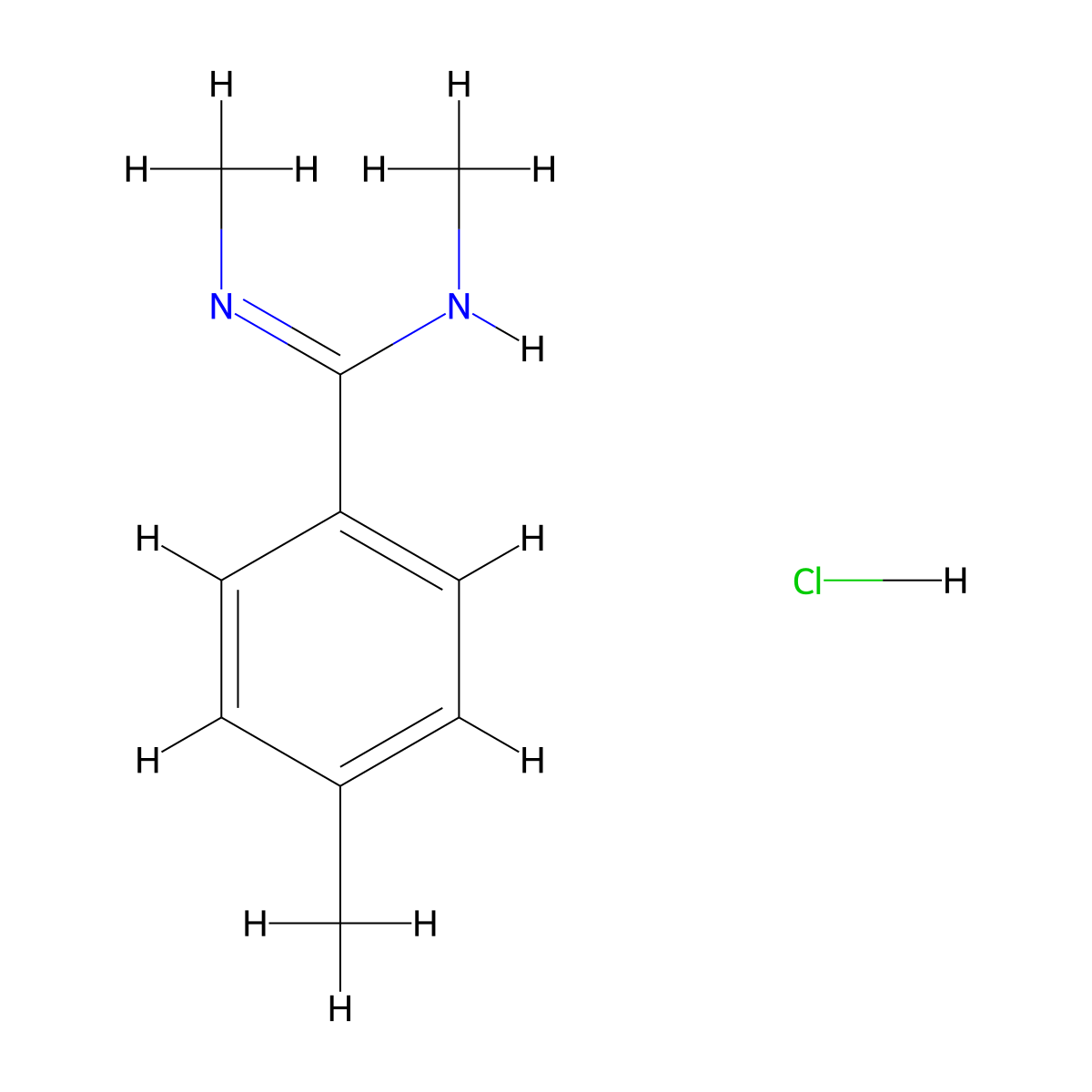 Benzenecarboximidamide, N,N',4-trimethyl-, monohydrochloride molecular structure, CAS 64594-06-5