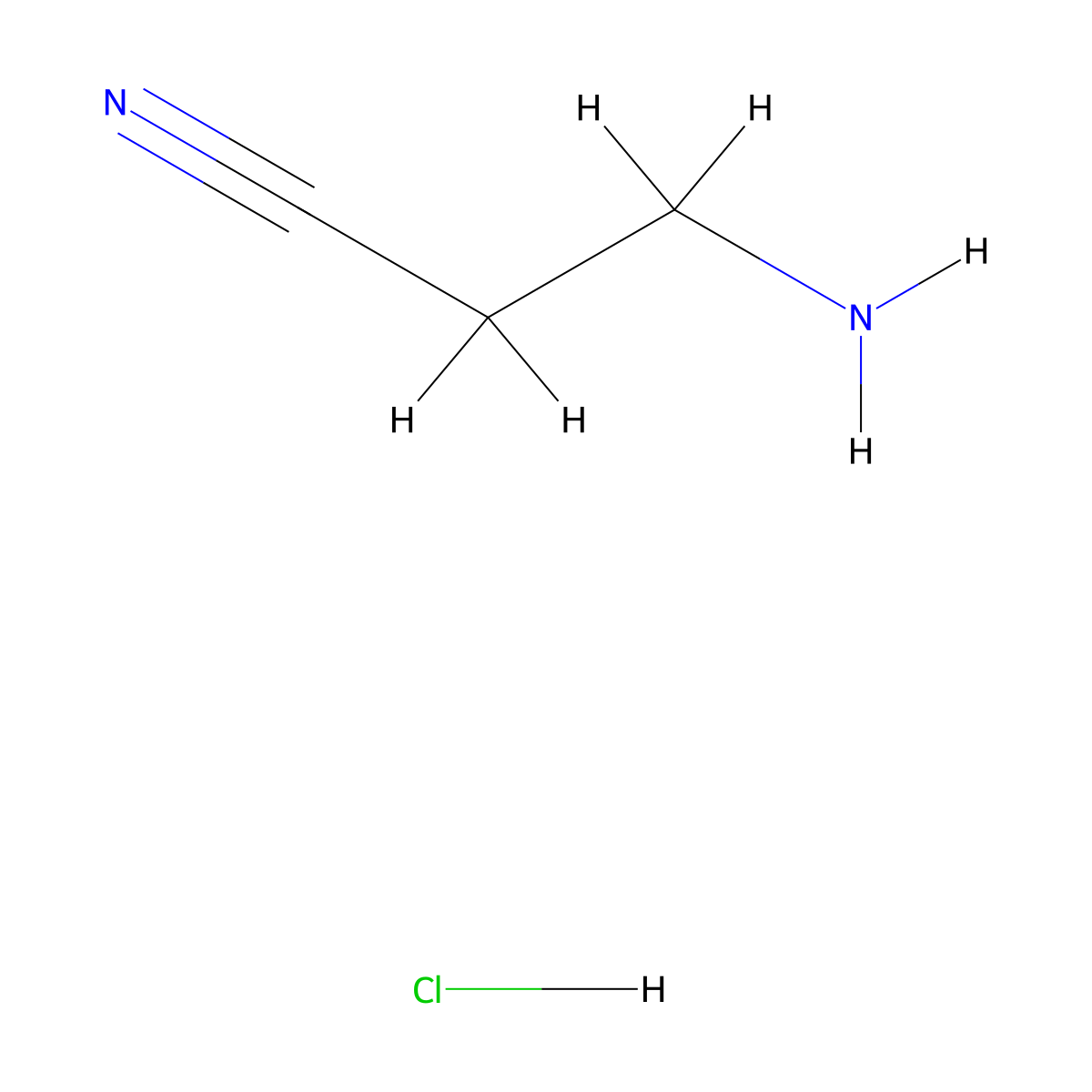 3-Aminopropanenitrile hydrochloride molecular structure, CAS 646-03-7