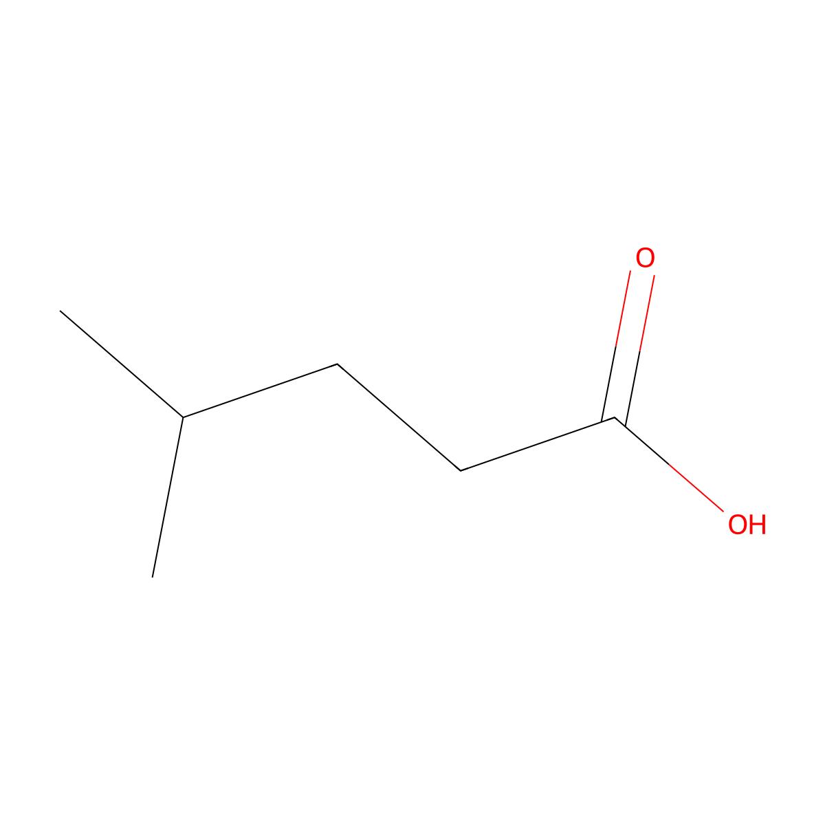 Isocaproic acid molecular structure, CAS 646-07-1