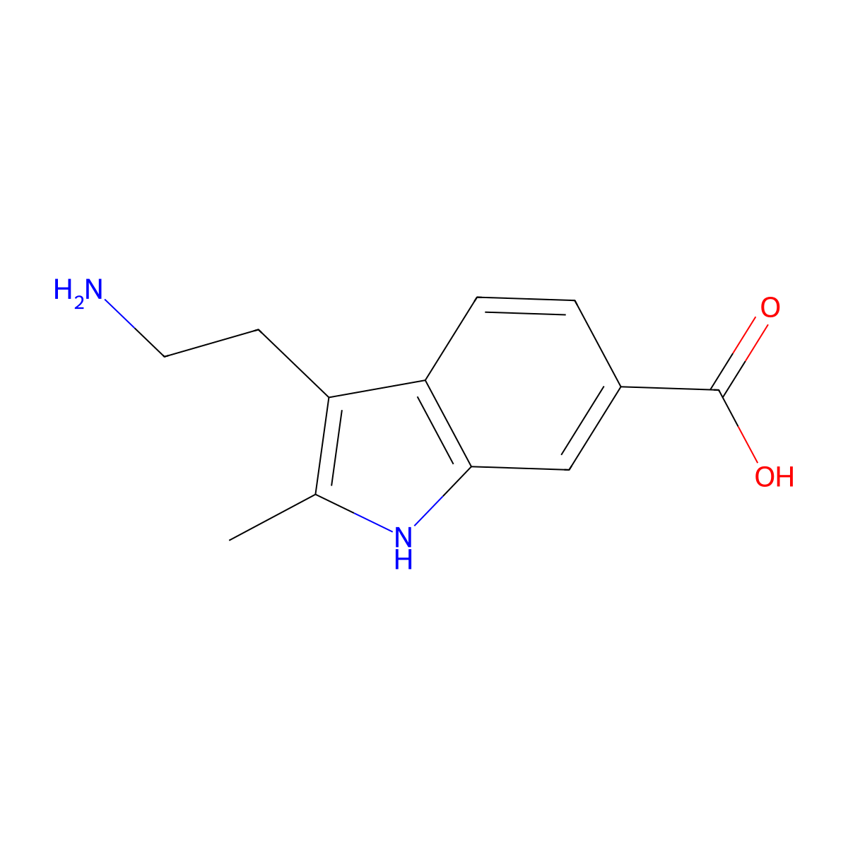 3-(2-aminoethyl)-2-methyl-1H-indole-6-carboxylic acid molecular structure, CAS 646029-71-2