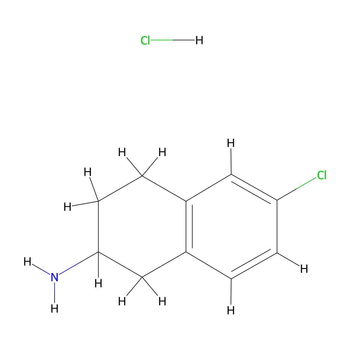 6-Chloro-1,2,3,4-tetrahydronaphthalen-2-amine hydrochloride molecular structure, CAS 64603-76-5