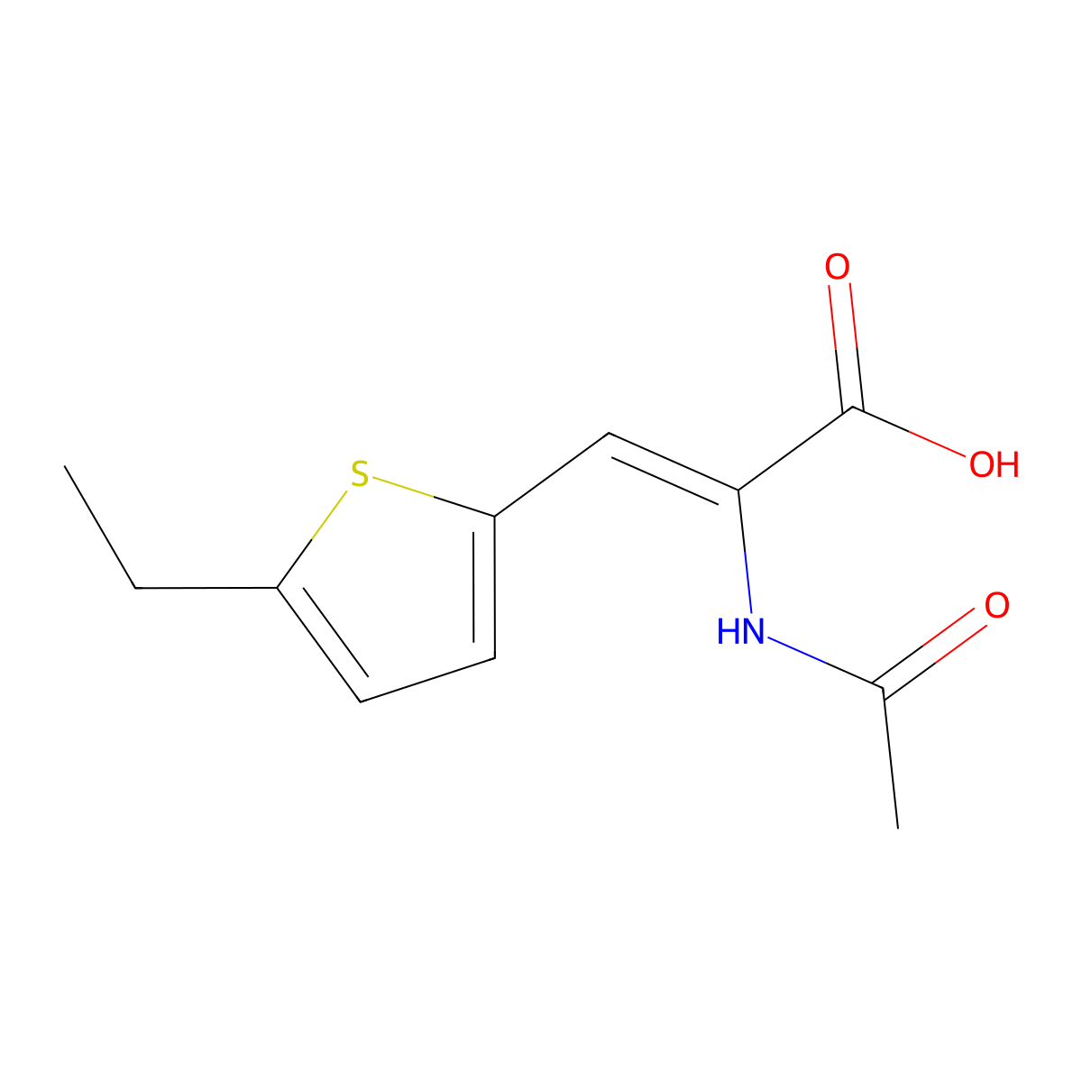 2-Propenoic acid, 2-(acetylamino)-3-(5-ethyl-2-thienyl)-, (2E)- molecular structure, CAS 646034-65-3