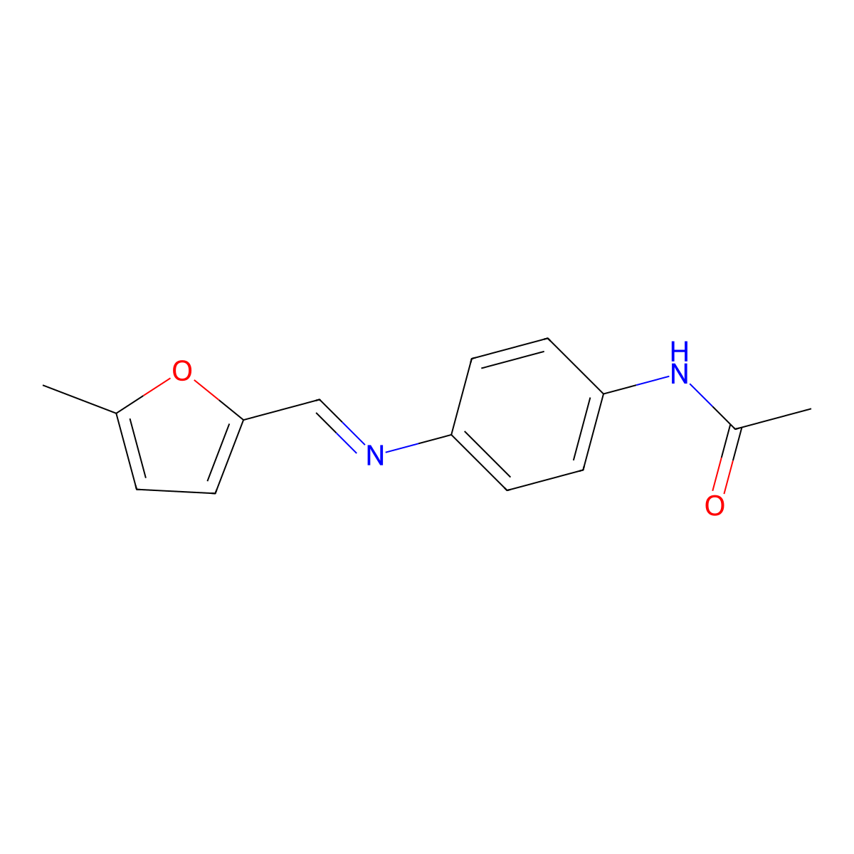 N-[4-[(5-methylfuran-2-yl)methylideneamino]phenyl]acetamide molecular structure, CAS 646034-70-0