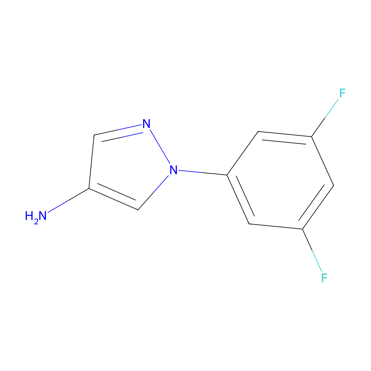 1-(3,5-Difluorophenyl)-1H-pyrazol-4-amine molecular structure, CAS 646037-39-0