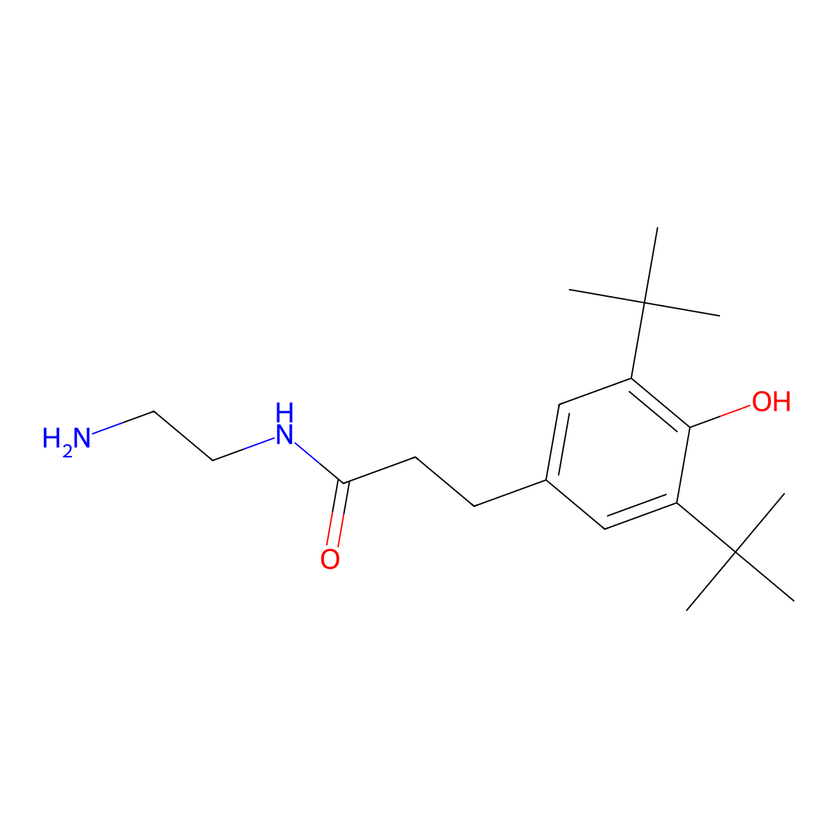 Benzenepropanamide, N-(2-aminoethyl)-3,5-bis(1,1-dimethylethyl)-4-hydroxy- molecular structure, CAS 64604-91-7
