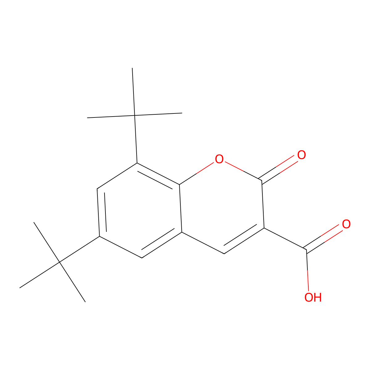 2H-1-Benzopyran-3-carboxylic acid, 6,8-bis(1,1-dimethylethyl)-2-oxo- molecular structure, CAS 646053-13-6