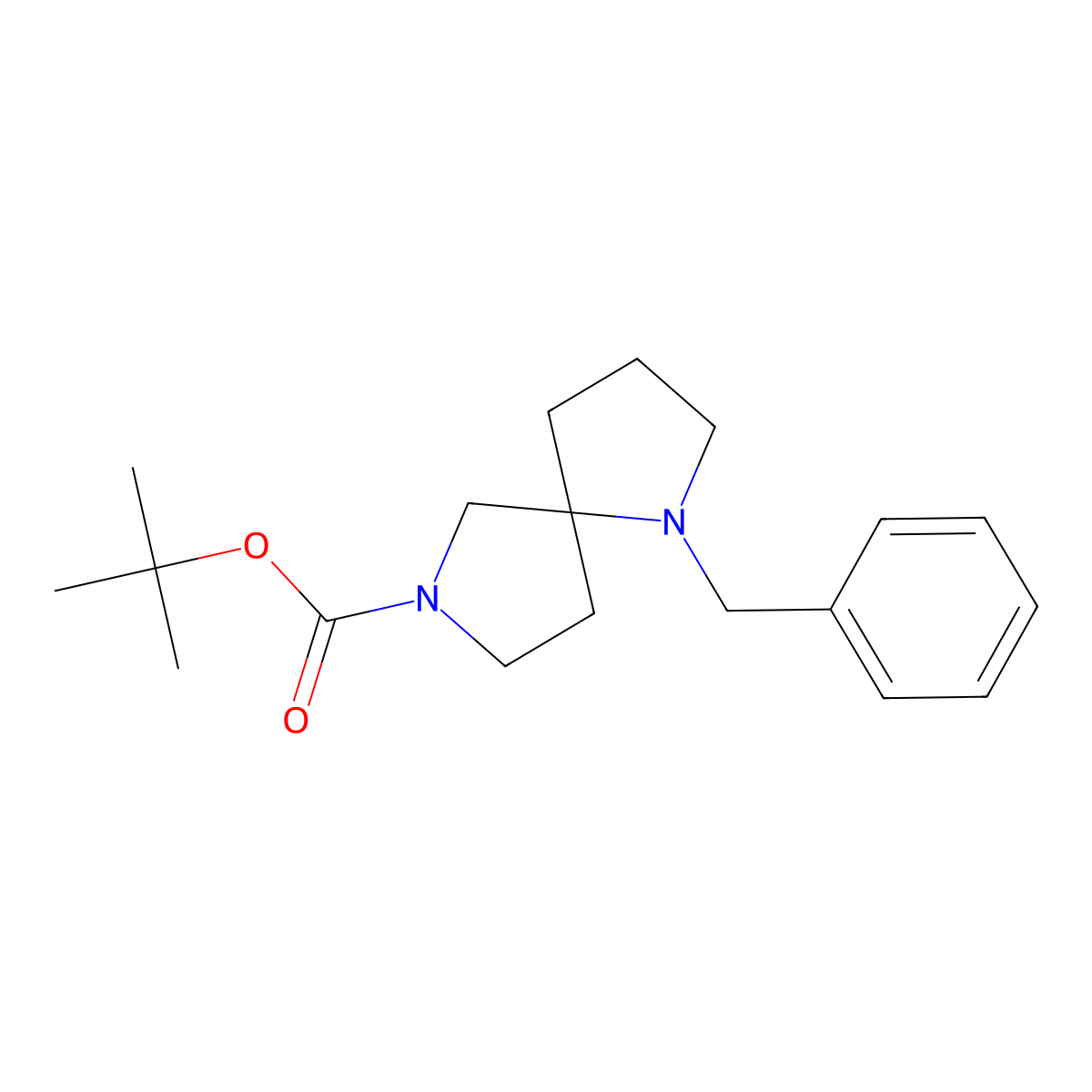 Tert-butyl 1-benzyl-1,7-diazaspiro[4.4]nonane-7-carboxylate molecular structure, CAS 646055-62-1