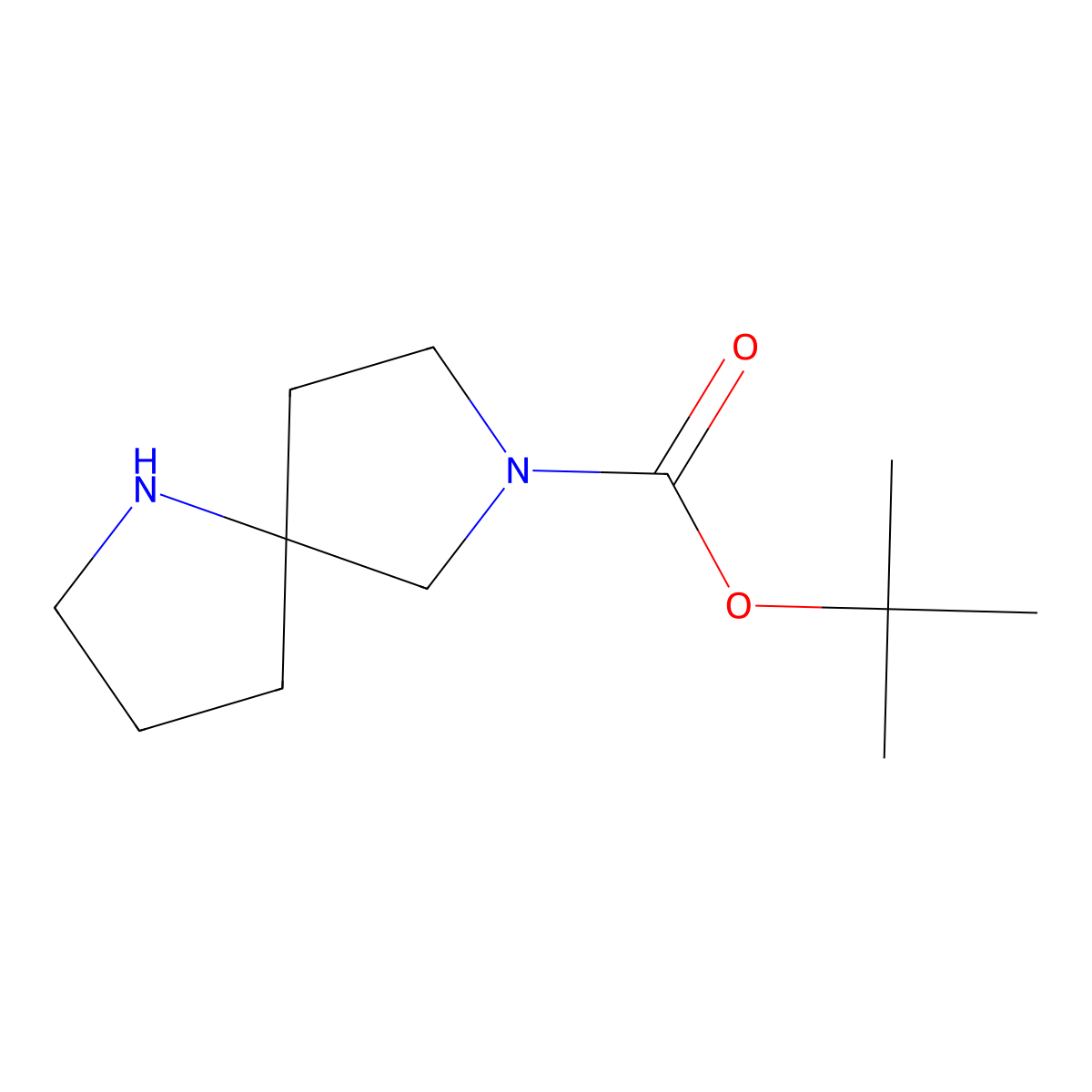 tert-Butyl 1,7-diazaspiro(4.4)nonane-7-carboxylate molecular structure, CAS 646055-63-2