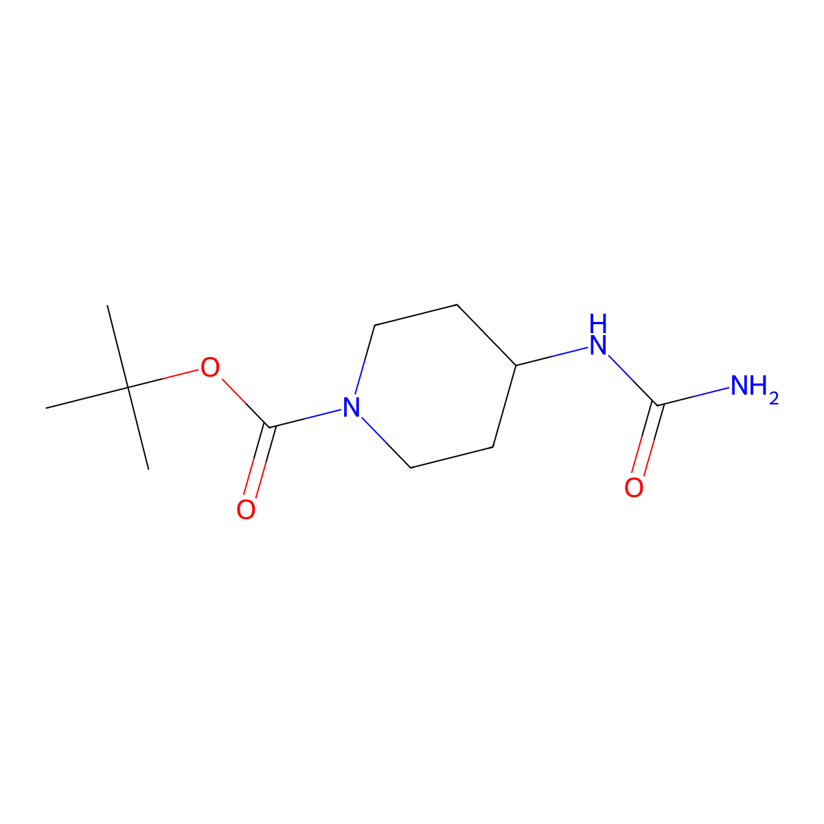Tert-butyl 4-(carbamoylamino)piperidine-1-carboxylate molecular structure, CAS 646071-42-3