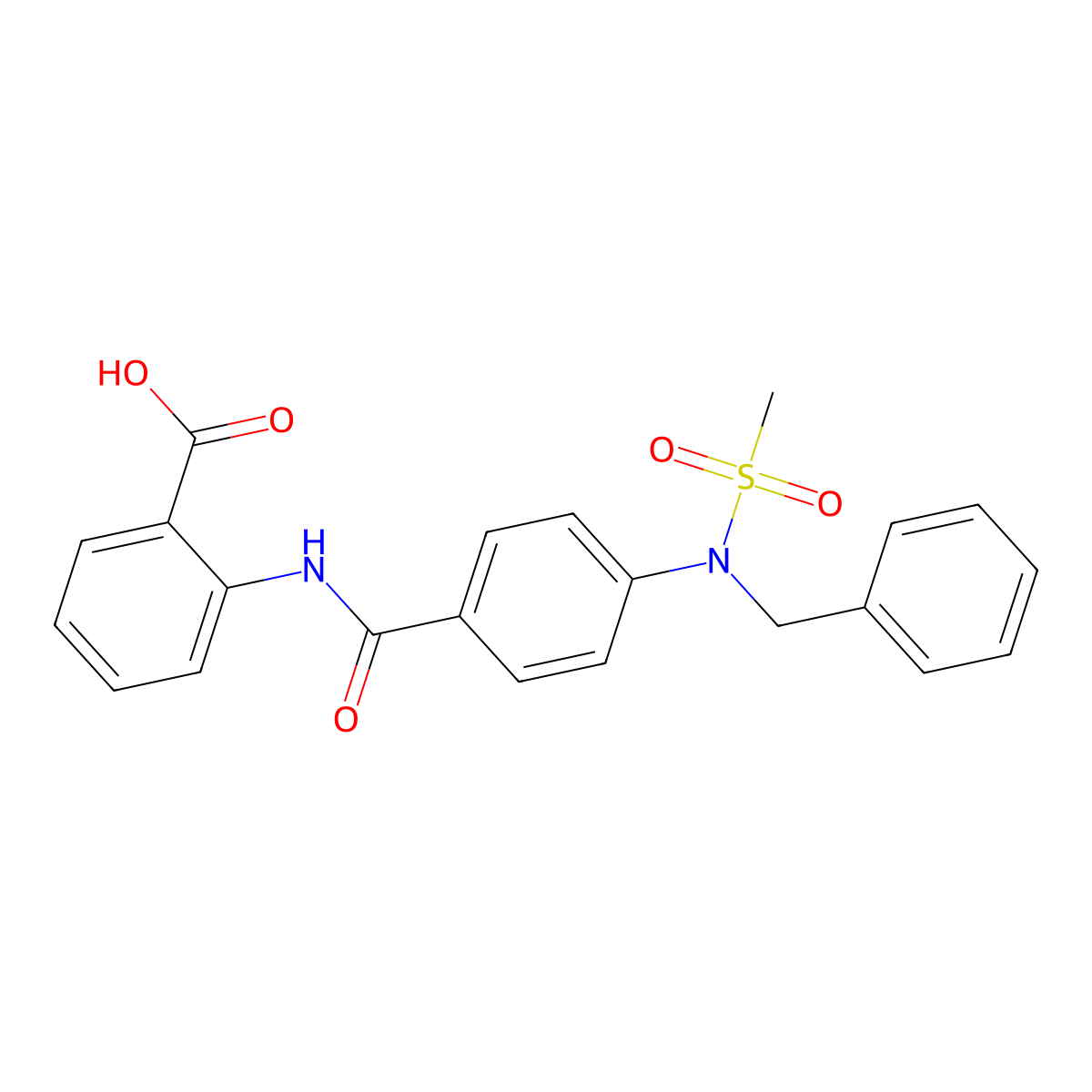 2-{4-[Benzyl(methanesulfonyl)amino]benzamido}benzoic acid molecular structure, CAS 6461-48-9
