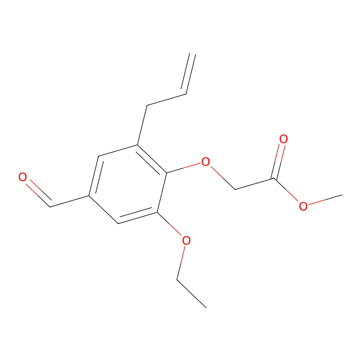 Methyl (2-allyl-6-ethoxy-4-formylphenoxy)acetate molecular structure, CAS 6461-96-7