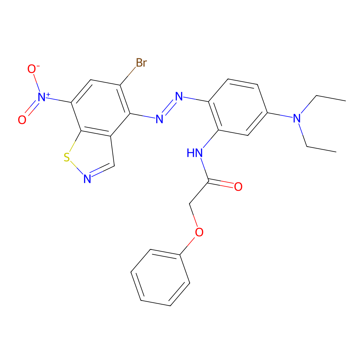 Acetamide, N-[2-[(5-bromo-7-nitro-1,2-benzisothiazol-4-yl)azo]-5-(diethylamino)phenyl]-2-phenoxy- molecular structure, CAS 64611-94-5