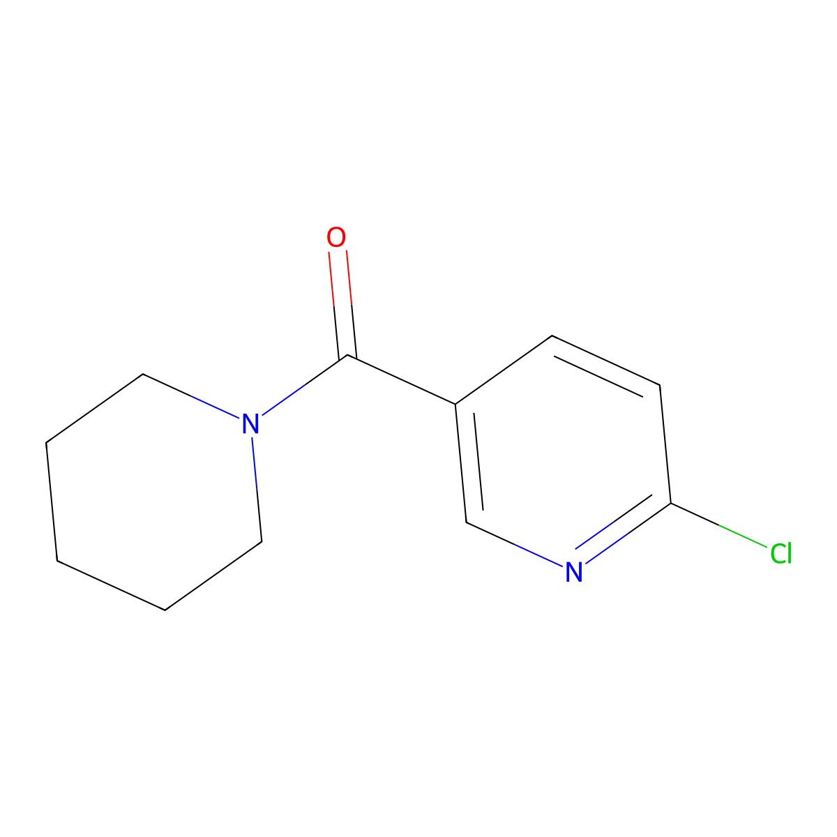 2-Chloro-5-(piperidin-1-ylcarbonyl)pyridine molecular structure, CAS 64614-48-8