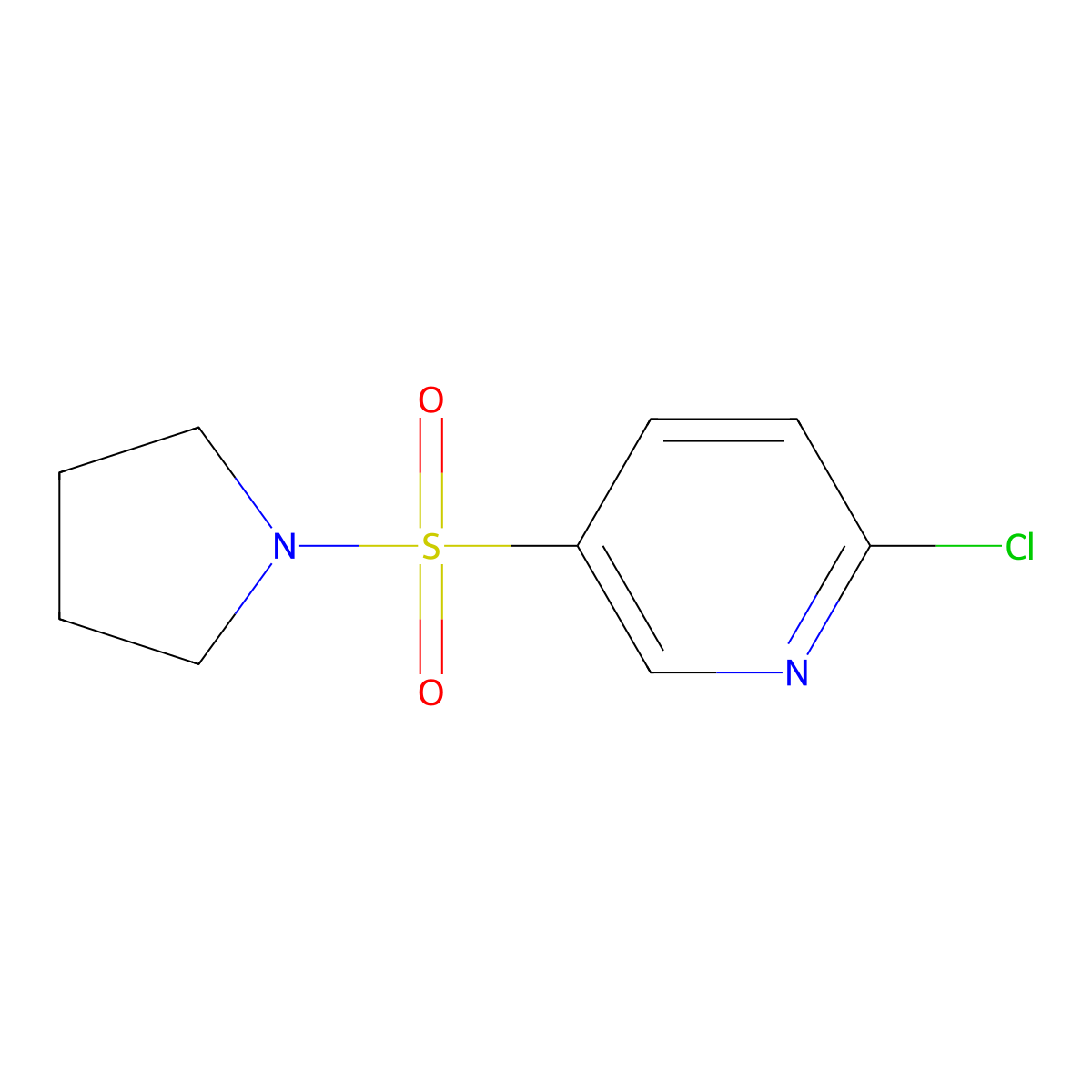 2-Chloro-5-(pyrrolidine-1-sulfonyl)pyridine molecular structure, CAS 64614-51-3