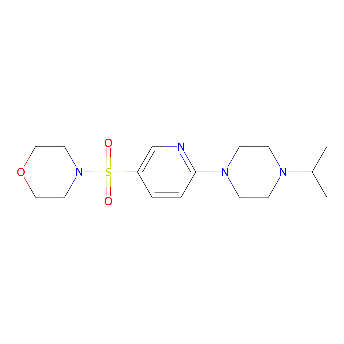 4-[6-(4-Propan-2-ylpiperazin-1-yl)pyridin-3-yl]sulfonylmorpholine molecular structure, CAS 64614-92-2