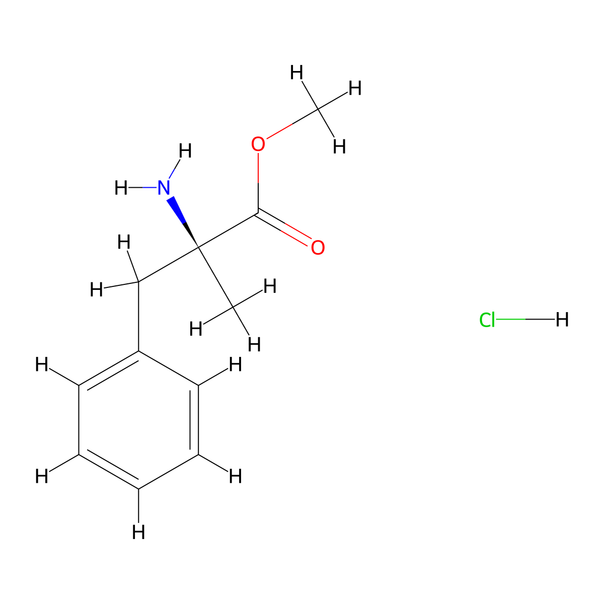(S)-2-Benzyl-ala-ome-hcl molecular structure, CAS 64619-96-1
