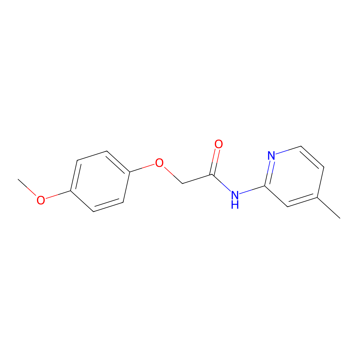 2-(4-methoxyphenoxy)-N-(4-methylpyridin-2-yl)acetamide molecular structure, CAS 6462-46-0