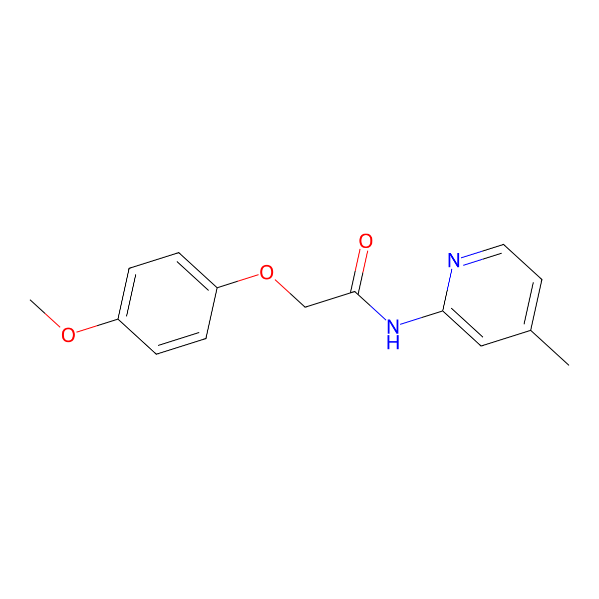 2-(4-methoxyphenoxy)-N-(4-methylpyridin-2-yl)acetamide molecular structure, CAS 6462-46-0