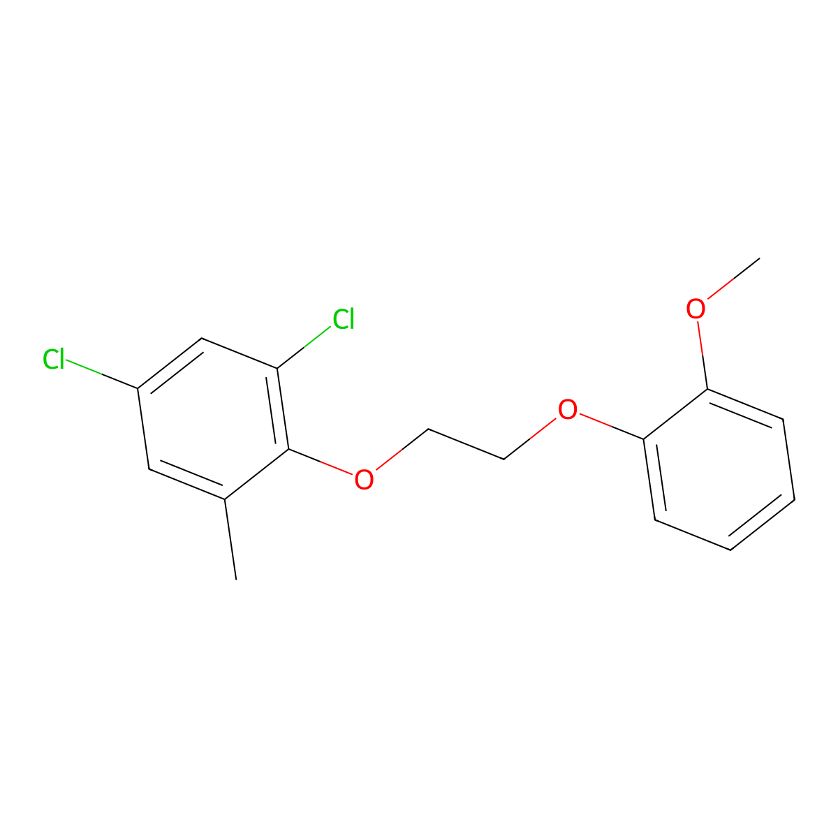 1,5-Dichloro-2-[2-(2-methoxyphenoxy)ethoxy]-3-methylbenzene molecular structure, CAS 6462-58-4