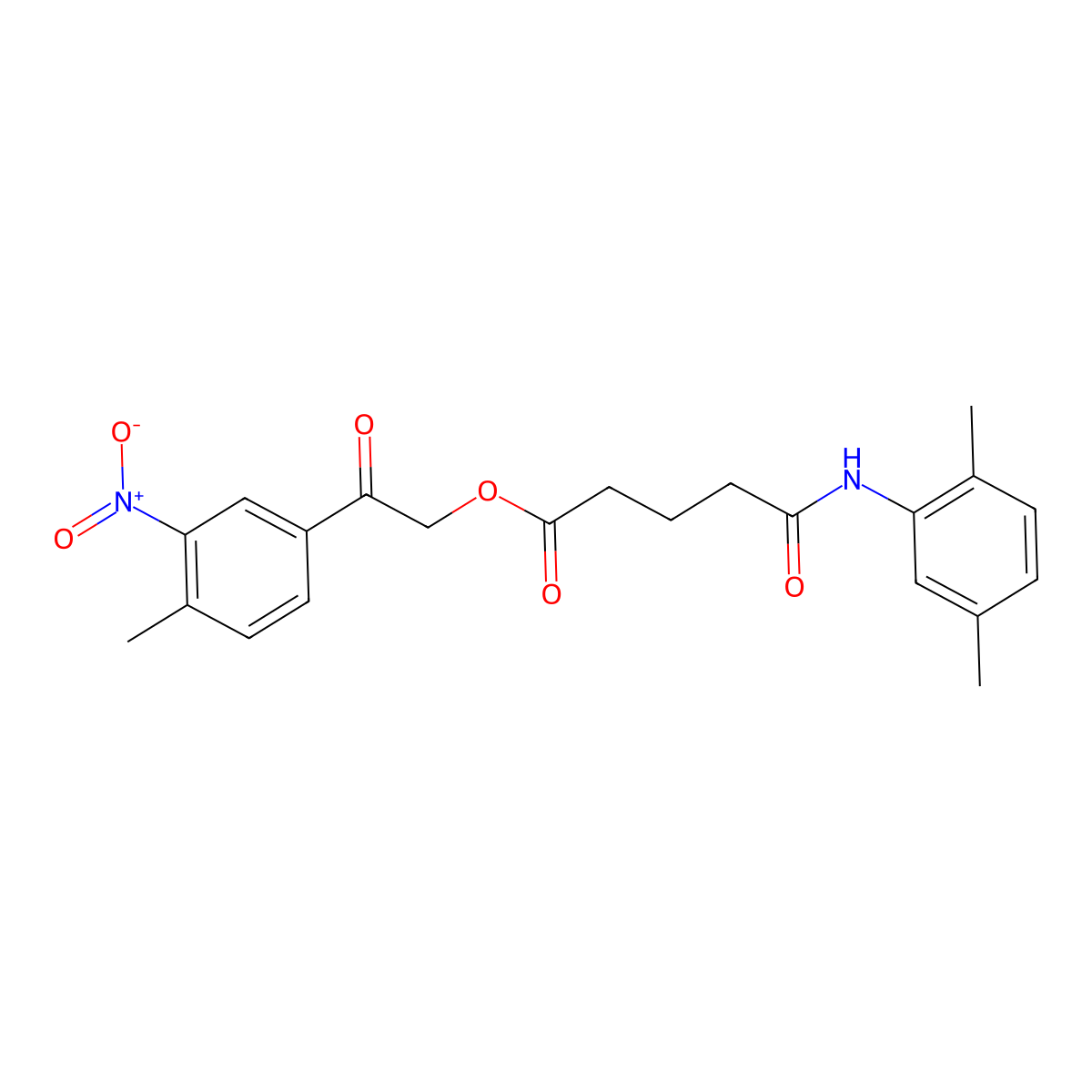 2-(4-Methyl-3-nitrophenyl)-2-oxoethyl 5-[(2,5-dimethylphenyl)amino]-5-oxopentanoate molecular structure, CAS 6462-67-5