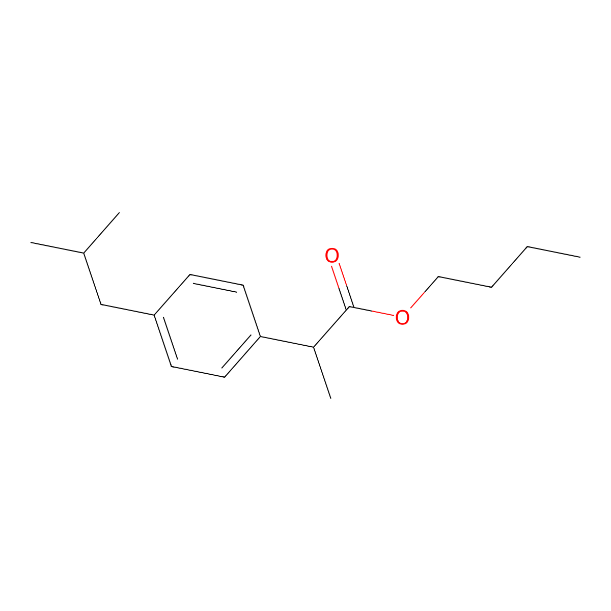 Butyl 2-[4-(2-methylpropyl)phenyl]propanoate molecular structure, CAS 64622-49-7
