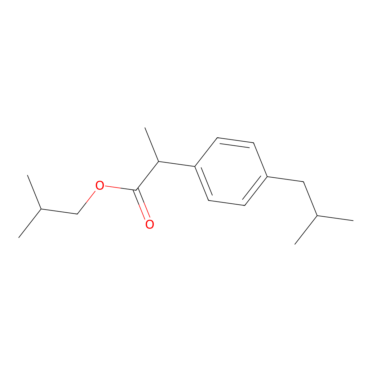 2-Methylpropyl 2-[4-(2-methylpropyl)phenyl]propanoate molecular structure, CAS 64622-50-0