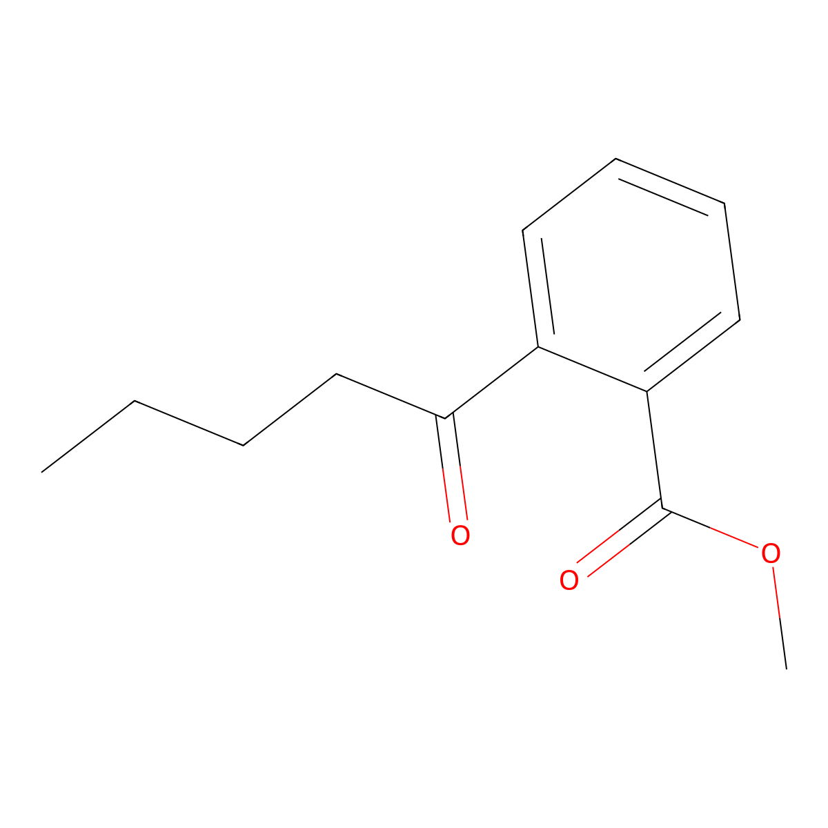 Benzoic acid, 2-(1-oxopentyl)-, methyl ester molecular structure, CAS 64624-87-9