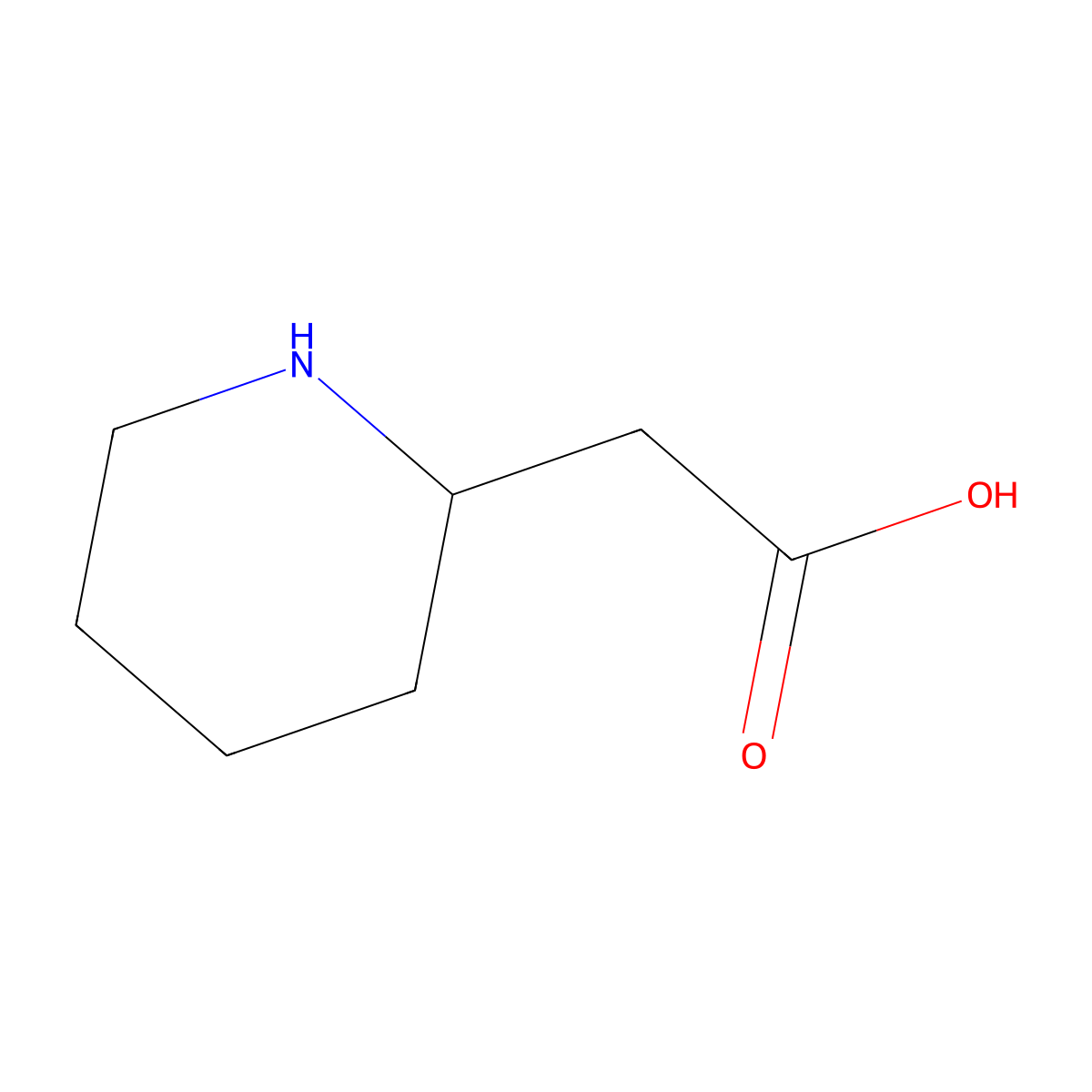 (S)-2-(Piperidin-2-yl)acetic acid molecular structure, CAS 64625-19-0