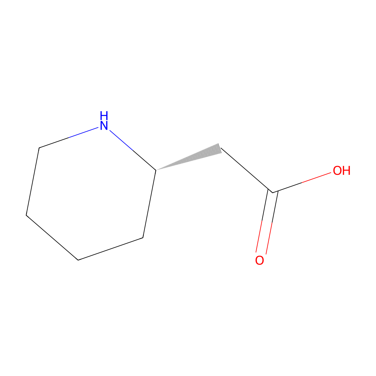 (S)-2-(Piperidin-2-yl)acetic acid molecular structure, CAS 64625-19-0