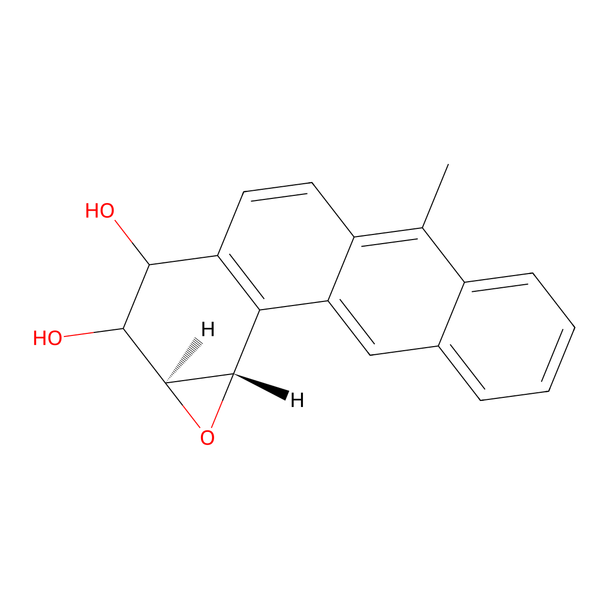 (+-)-trans-anti-3,4-Dihydro-3,4-dihydroxy-1,2-epoxy-1,2,3,4-tetrahydro-7-methylbenz(a)anthracene molecular structure, CAS 64625-66-7