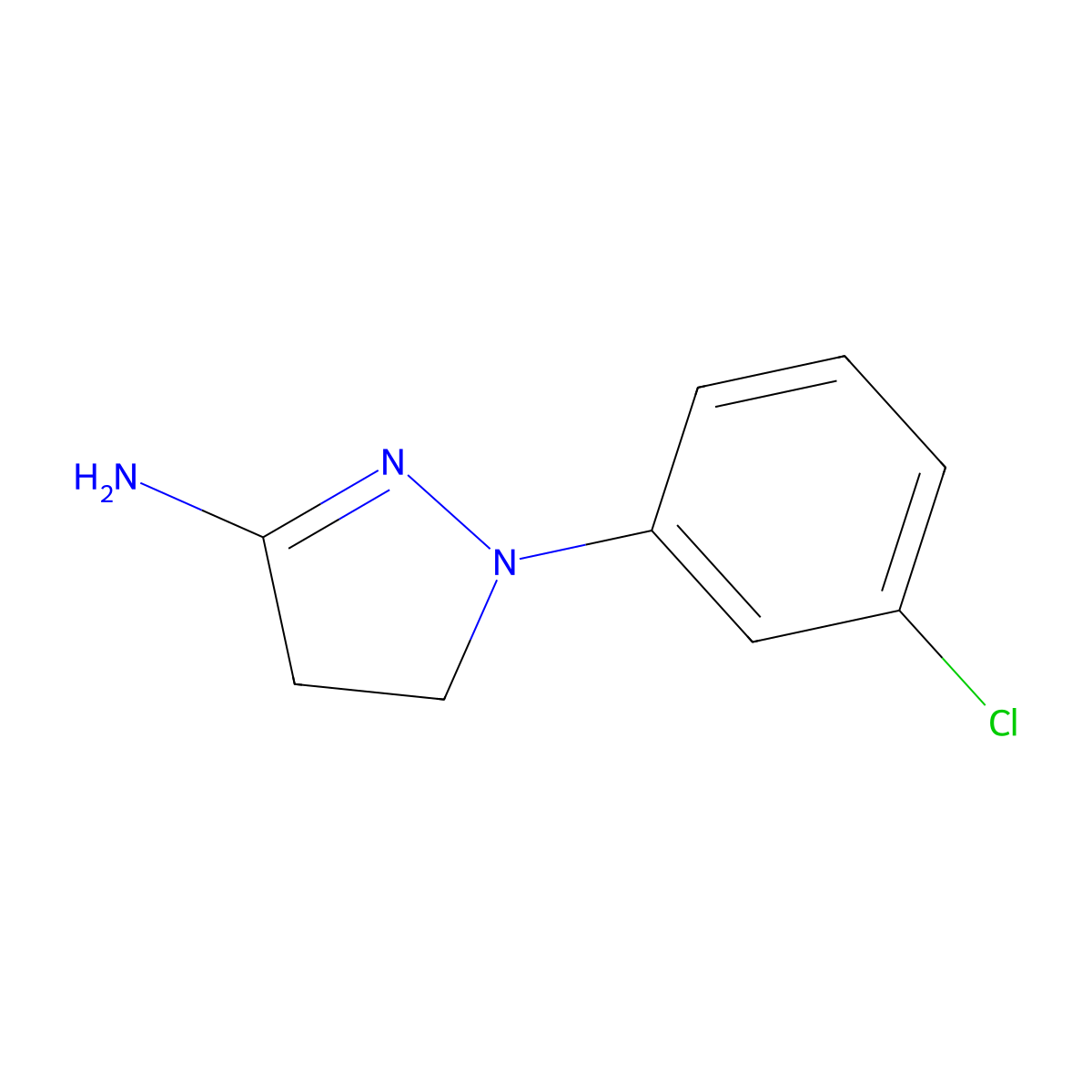 1-(3-chlorophenyl)-4,5-dihydro-1H-pyrazol-3-amine molecular structure, CAS 6463-41-8