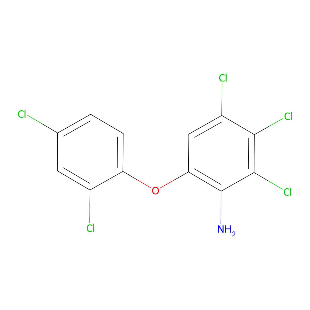 2,3,4-Trichloro-6-(2,4-dichlorophenoxy)aniline molecular structure, CAS 64630-64-4