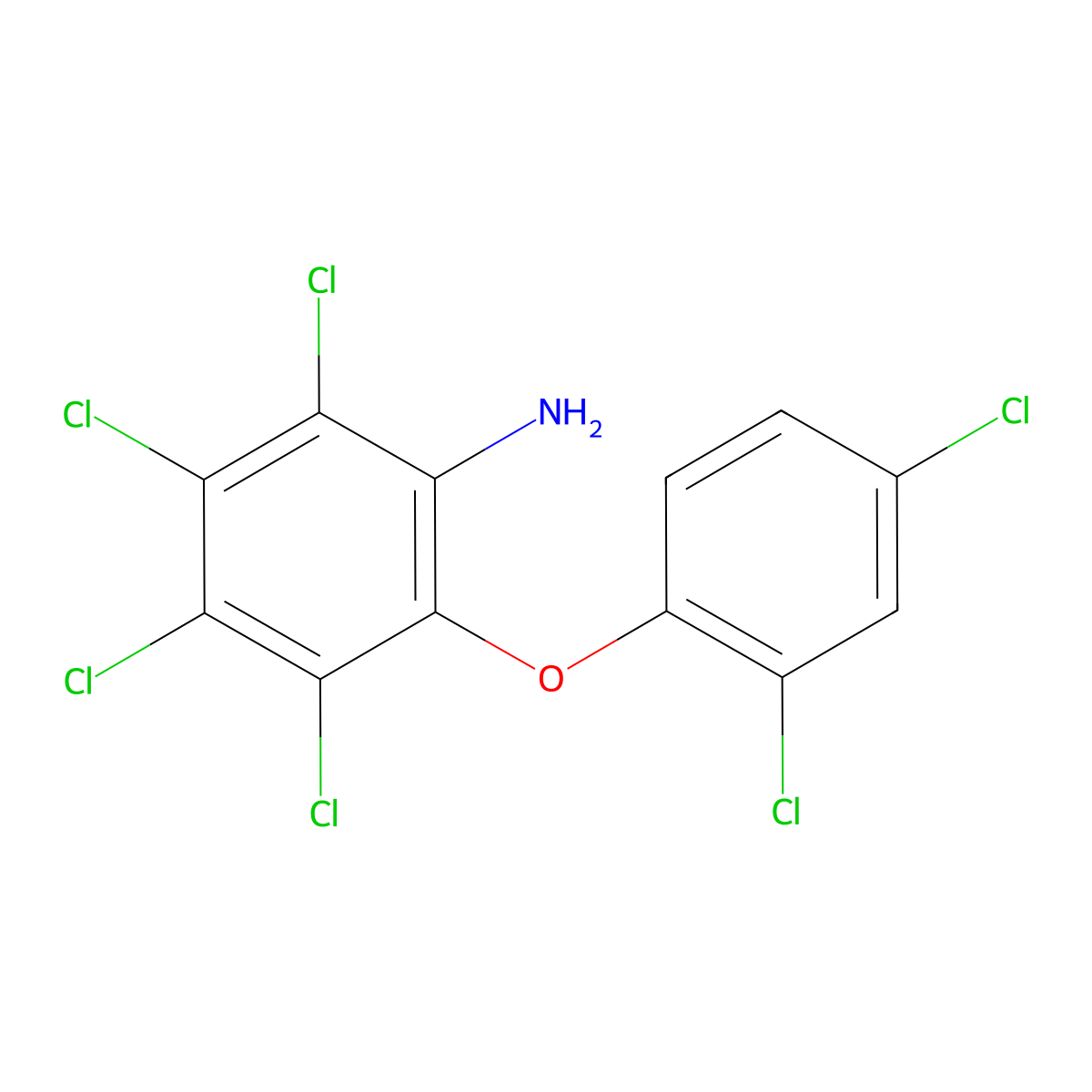 2,3,4,5-Tetrachloro-6-(2,4-dichlorophenoxy)aniline molecular structure, CAS 64630-65-5
