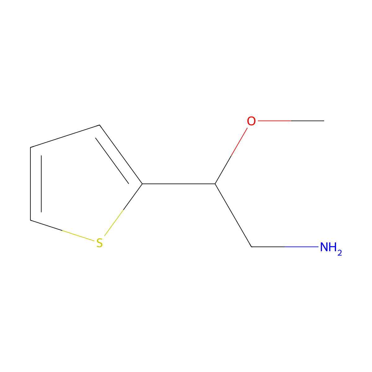 2-Methoxy-2-(thiophen-2-yl)ethan-1-amine molecular structure, CAS 64635-26-3