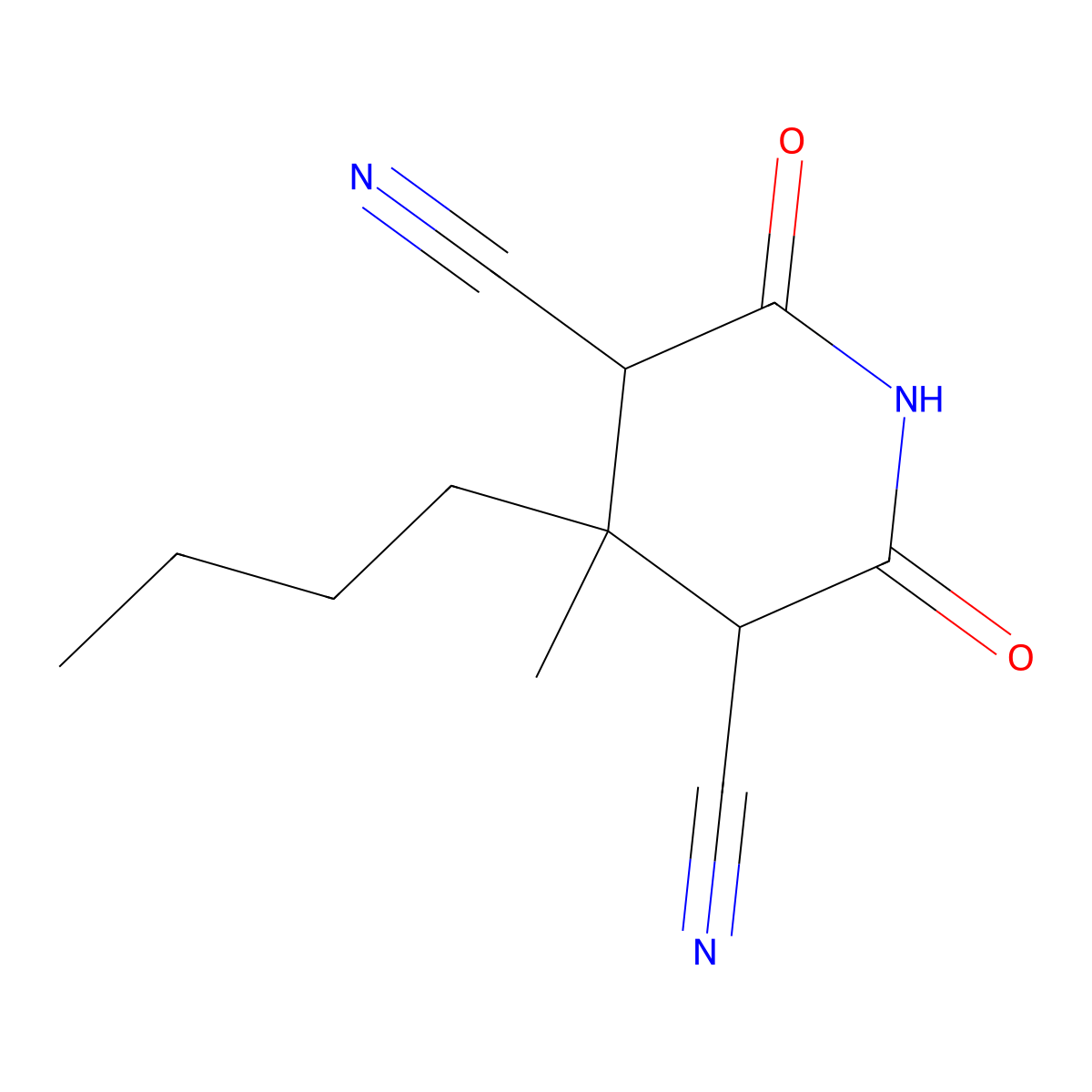 4-Butyl-6-hydroxy-4-methyl-2-oxo-2,3,4,5-tetrahydropyridine-3,5-dicarbonitrile molecular structure, CAS 64635-92-3