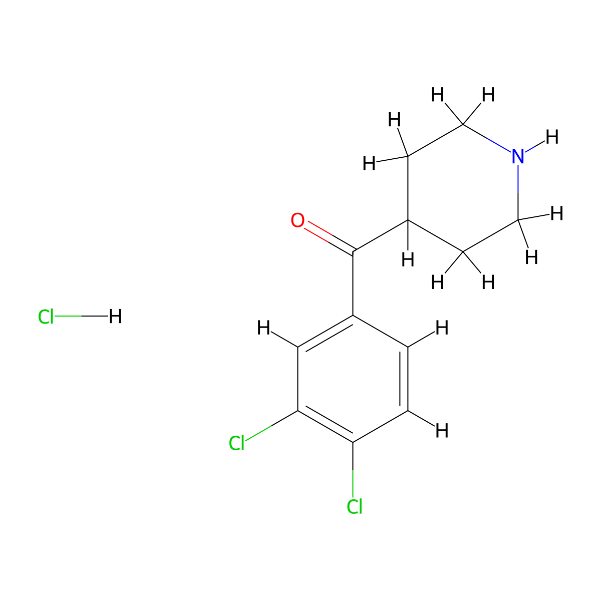 (3,4-Dichlorophenyl)(piperidin-4-yl)methanone hydrochloride molecular structure, CAS 64638-17-1