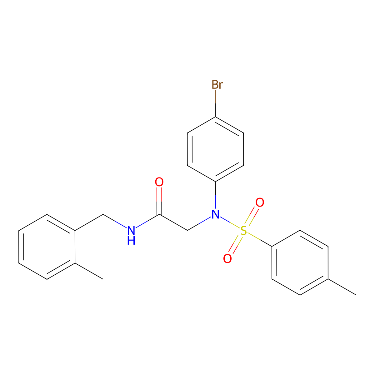 2-(4-bromo-N-(4-methylphenyl)sulfonylanilino)-N-[(2-methylphenyl)methyl]acetamide molecular structure, CAS 6464-53-5