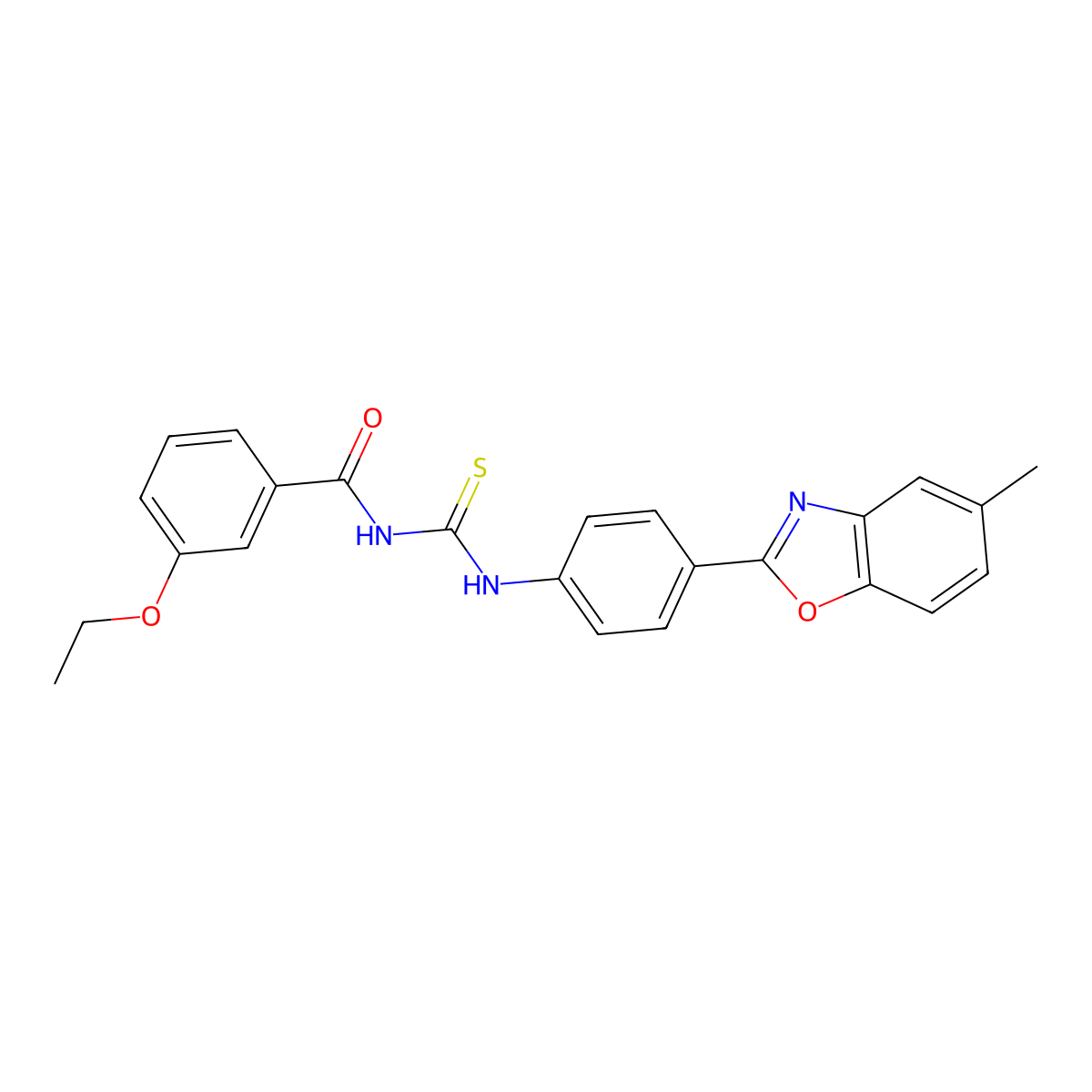 3-ethoxy-N-{[4-(5-methyl-1,3-benzoxazol-2-yl)phenyl]carbamothioyl}benzamide molecular structure, CAS 6464-74-0