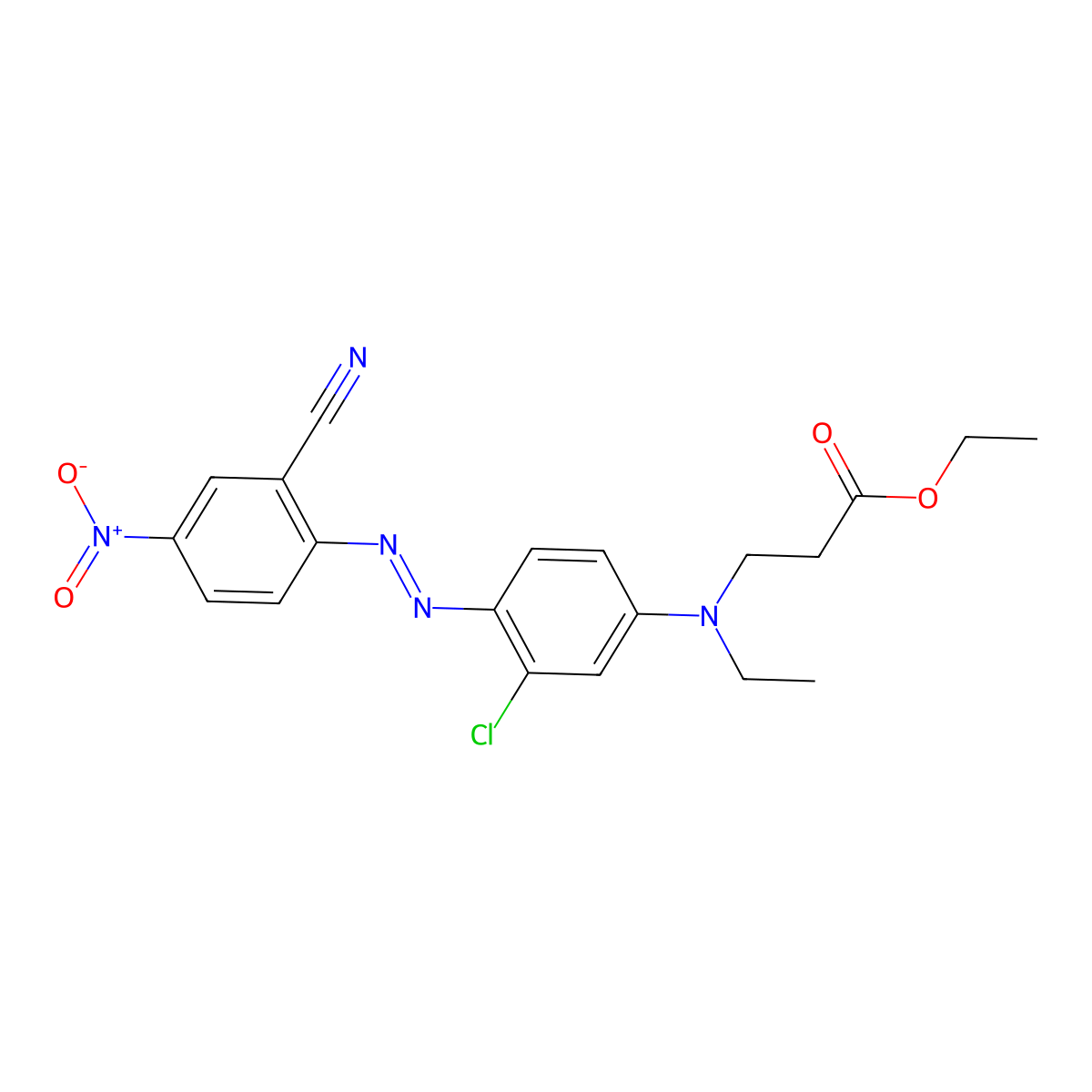 Ethyl N-(3-chloro-4-((2-cyano-4-nitrophenyl)azo)phenyl)-N-ethyl-beta-alaninate molecular structure, CAS 6464-90-0