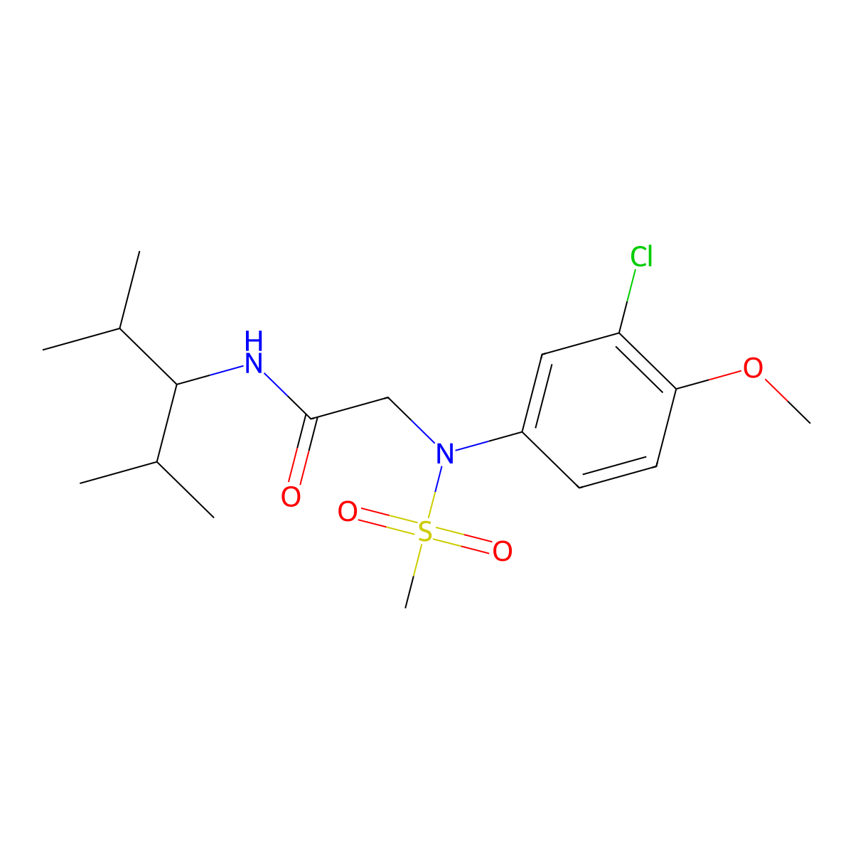 2-(3-chloro-4-methoxy-N-methylsulfonylanilino)-N-(2,4-dimethylpentan-3-yl)acetamide molecular structure, CAS 6464-96-6
