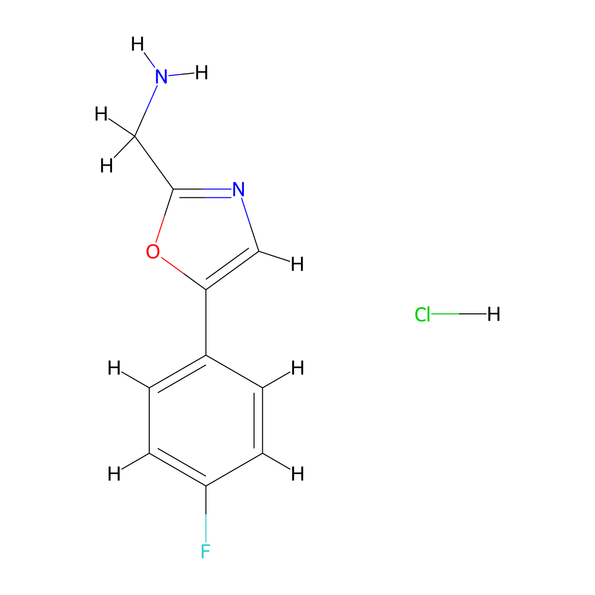 1-[5-(4-Fluorophenyl)-1,3-oxazol-2-yl]methanamine hydrochloride molecular structure, CAS 64640-03-5