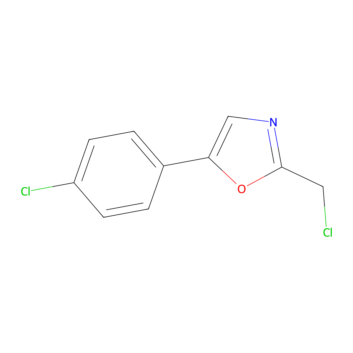2-(Chloromethyl)-5-(4-chlorophenyl)-1,3-oxazole molecular structure, CAS 64640-12-6