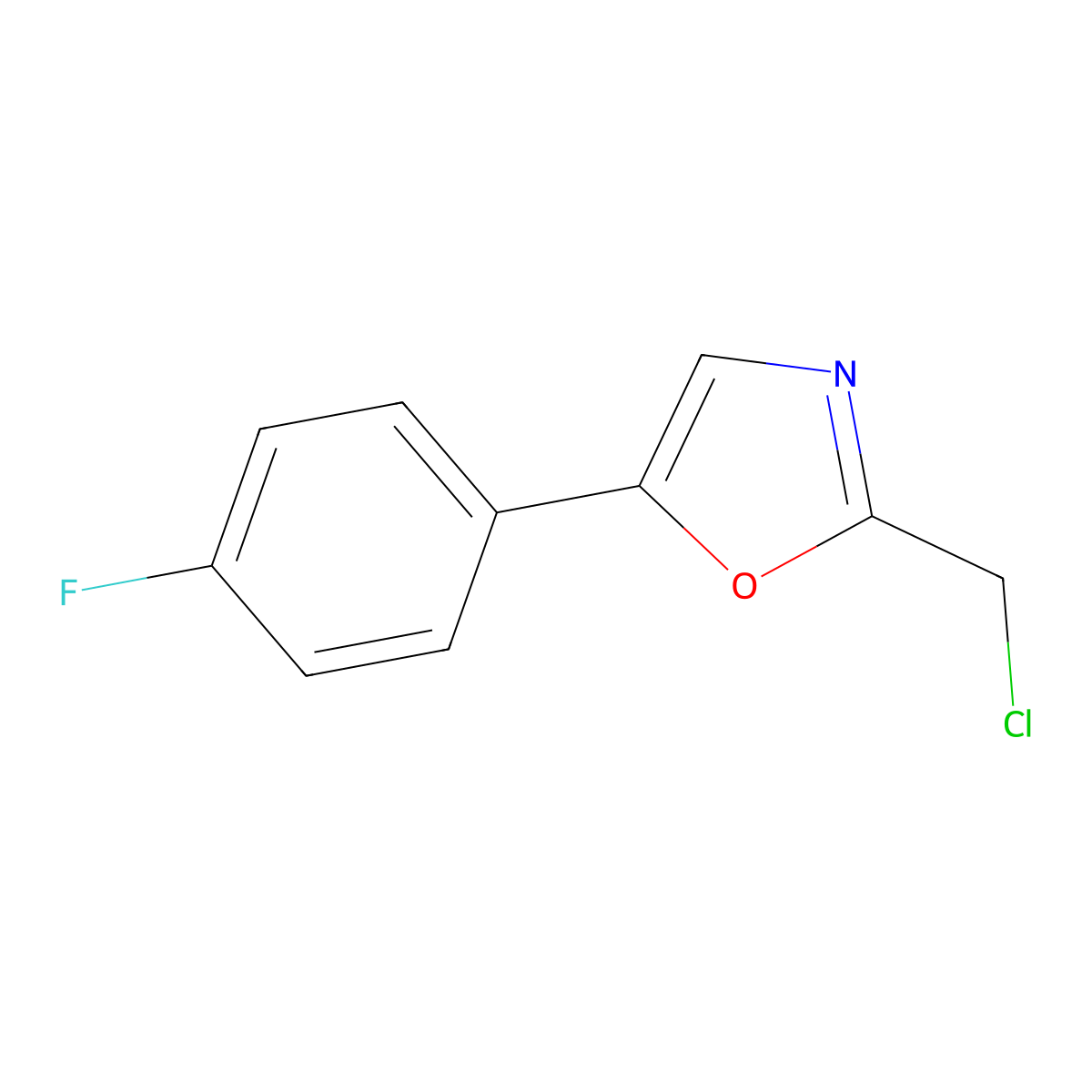 2-(Chloromethyl)-5-(4-fluorophenyl)-1,3-oxazole molecular structure, CAS 64640-14-8