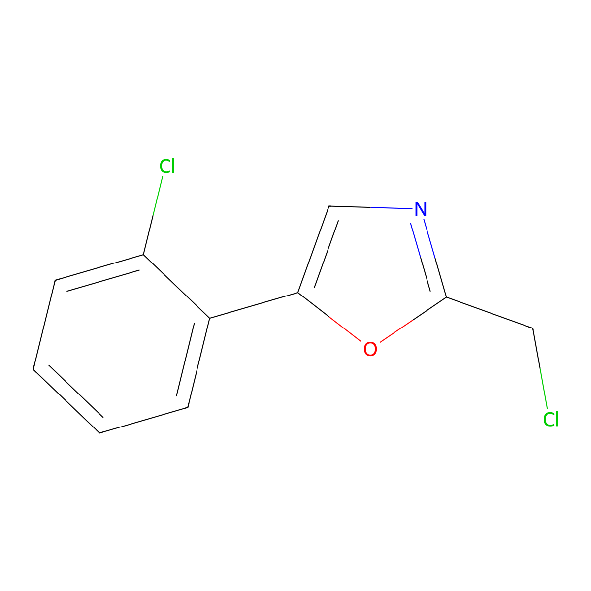 2-(Chloromethyl)-5-(2-chlorophenyl)-1,3-oxazole molecular structure, CAS 64640-16-0