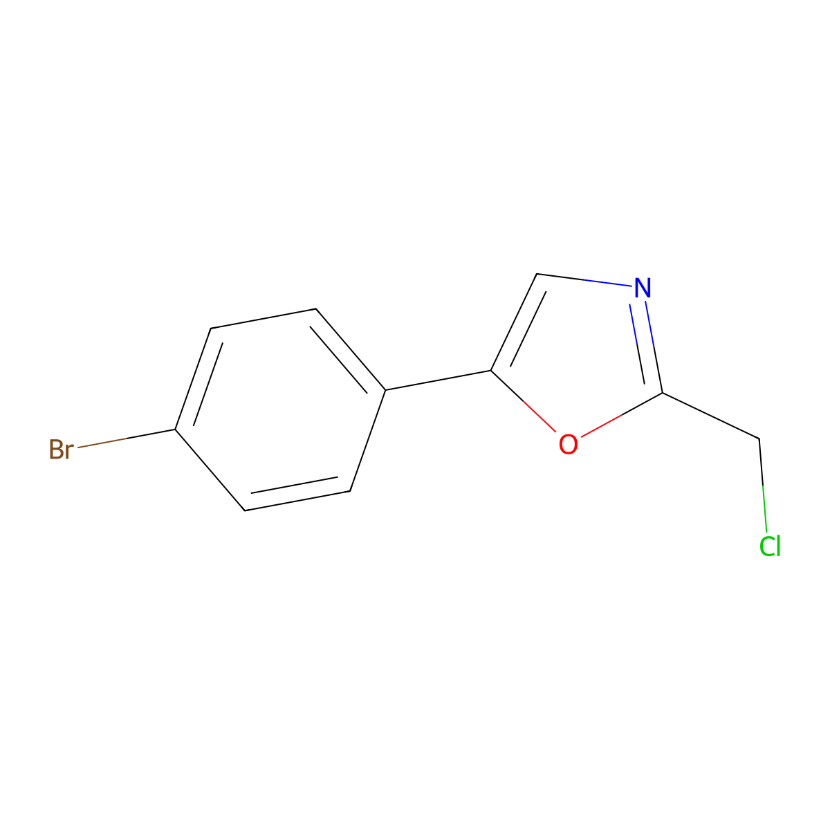 5-(4-Bromophenyl)-2-(chloromethyl)-1,3-oxazole molecular structure, CAS 64640-17-1