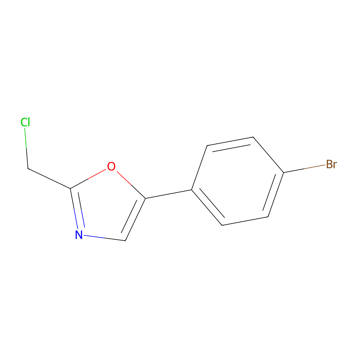 5-(4-Bromophenyl)-2-(chloromethyl)-1,3-oxazole molecular structure, CAS 64640-17-1