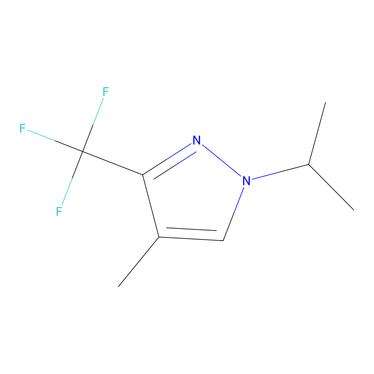 1-isopropyl-4-methyl-3-(trifluoromethyl)-1H-pyrazole molecular structure, CAS 646455-60-9